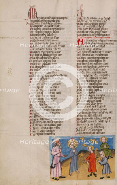 Jesus Making Birds from Clay; Weltchronik, about 1400-1410. Creator: Unknown.