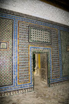 Walls decorated with colourful Azulejo tiles and stucco, House of Pilate, Seville, Spain, 2007. Artist: Samuel Magal