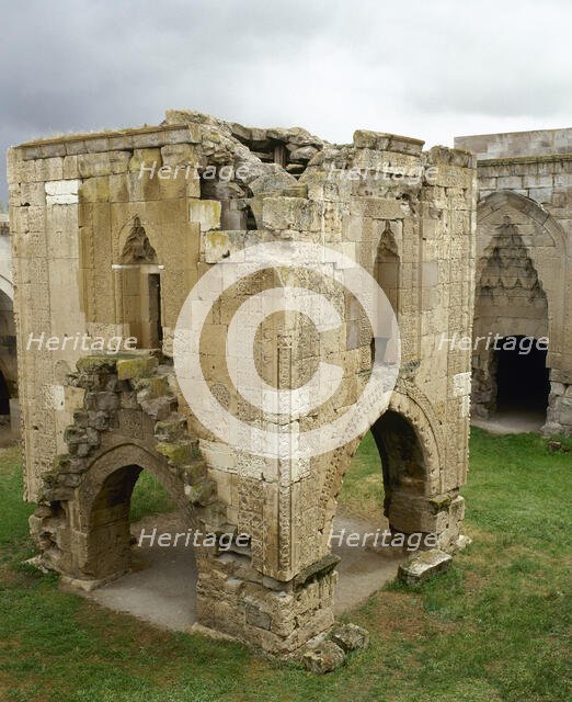 Square stone kiosk-mosque, Sultan Han Seljuk caravanserai, Sultanhani, Turkey, 13th century (1999). Creator: LTL.