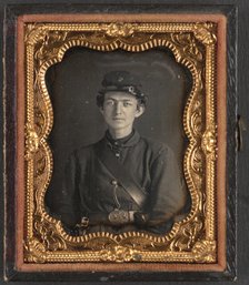 Unidentified soldier in Union uniform of the 119th Pennsylvania Volunteer..., between 1861 and 1865. Creator: Unknown.