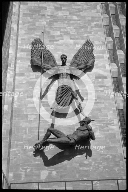 'St Michael's Victory over the Devil', sculpture at Coventry Cathedral, West Midlands, c1958-c1980. Creator: Ursula Clark.