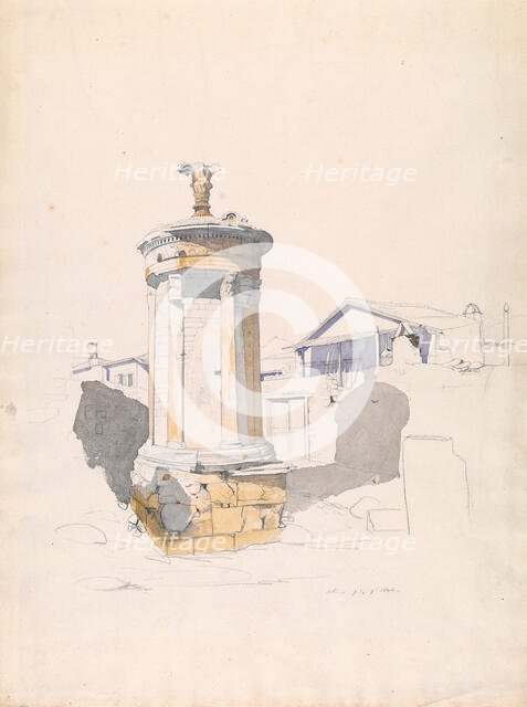 The Choregic Monument of Lysikrates, Athens, July 1846. Creator: Thomas Hartley Cromek.