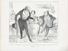 Plate 40: Mon dieu! Monseigneur, je suis forcé de partir pour la campagne..., 1838. Creator: Honore Daumier.