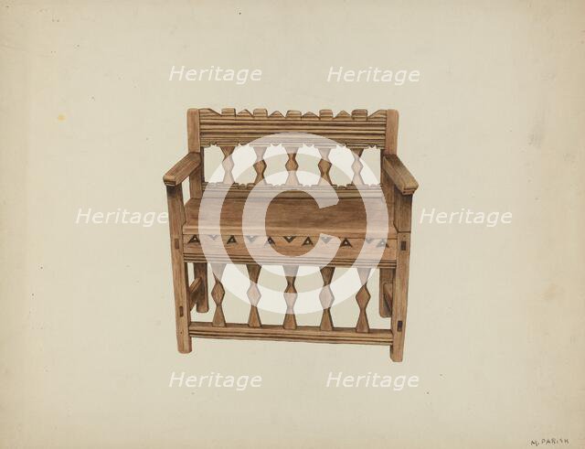 Bench, c. 1939. Creator: Marjery Parish.