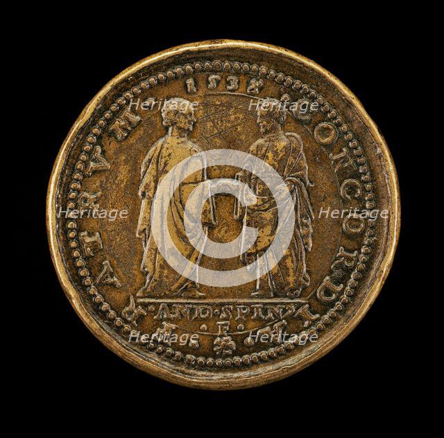 Mula and Another Man Joining Hands [reverse], 1536. Creator: Andrea Spinelli.