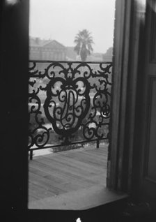 Detail of Pontalba balcony, New Orleans, between 1920 and 1926. Creator: Arnold Genthe.