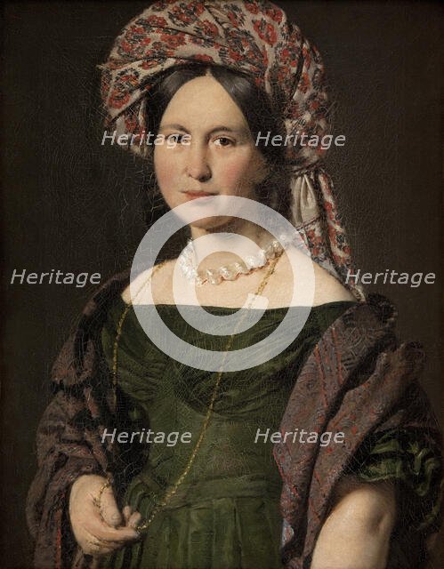 Cathrine Jensen, née Lorenzen, the Artist's Wife Wearing a Turban, 1842-1844. Creator: Christian Albrecht Jensen.