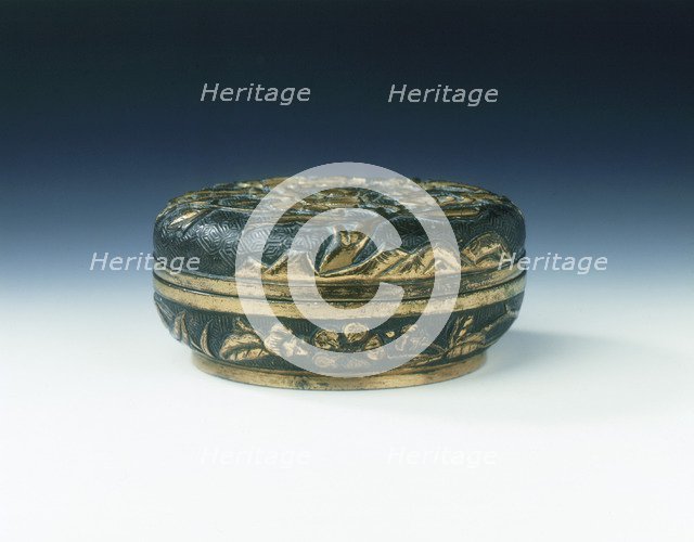 Parcel gilt bronze incense box, Wanli period, Ming dynasty, China, 1573-1620. Artist: Hu Wenming