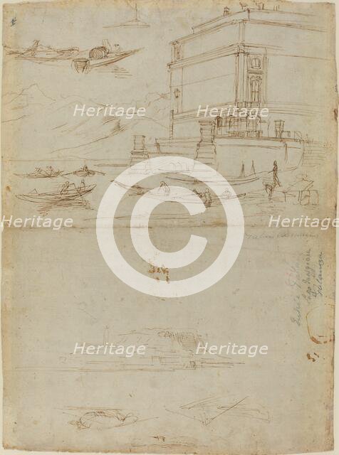 Studies of Lago Maggiore and and the Entrance to a Palazzo, c. 1700. Creator: Gaspar van Wittell.