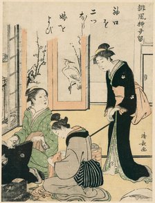 Mother-in-Law Teasing the Bride, from the series "A Collection of Humorous Poems..., c. 1785. Creator: Torii Kiyonaga.