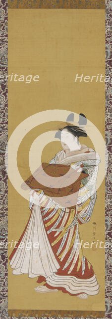 Yujo on parade, late 18th century. Creator: Toyonobu Utagawa.