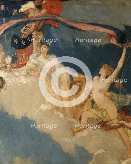 Esquisse pour la salle des fêtes de l'Hôtel de Ville de Paris : La Ville de Paris conviant..., 1889. Creator: Eugene Delacroix.