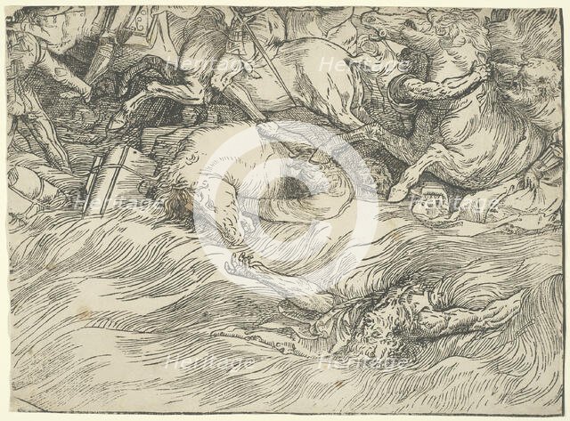 The Submersion of Pharaoh's Army in the Red Sea, c. 1515, printed 1549. Creator: Unknown.