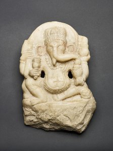 Four-Armed Seated God Ganesha, Shahi period, 7th/8th century. Creator: Unknown.
