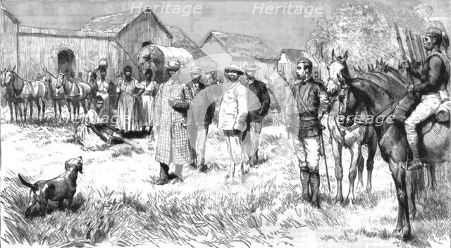 ''Dinizulu, Undabuko and Chingwao, the Exiled Zulu Chiefs, leaving the Goal at Eshowe...', 1890. Creator: Unknown.