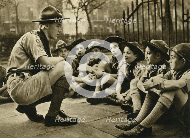 'A King's Scout Taking to Boy Scouts from Gibraltar, London 1941', (1944).  Creator: Unknown.