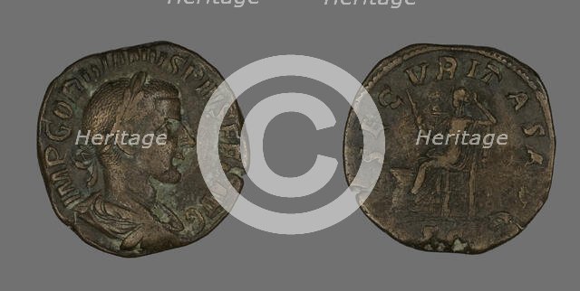 Sestertius (Coin) Portraying Emperor Gordianus, 238-244. Creator: Unknown.