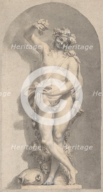 Silhouetted Study of Bacchus in a Niche, 18th century. Creator: Anon.