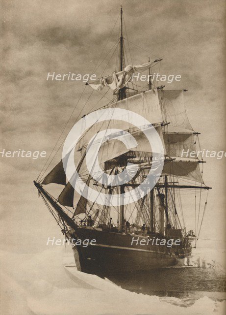 'In an icefield, a superb illustration of the celebrated whaler Terra Nova', 1936. Creator: Unknown.