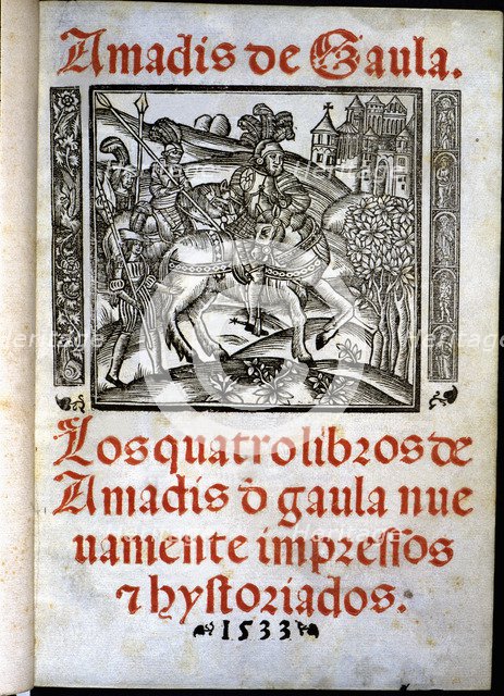 Cover of 'Amadis de Gaula', book of chivalry printed in 1533.