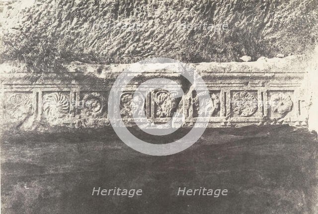 Jérusalem, Vallée de Hinnom, Détails de la frise de la retraite des Apôtres, 1854. Creator: Auguste Salzmann.