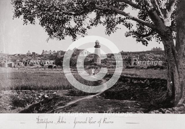Futtehpore Sikri, General View of the Ruins, Late 1860s. Creator: Samuel Bourne.