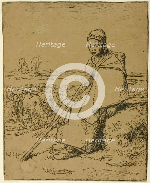 The Shepherdess, 1863. Creator: Jean Francois Millet.
