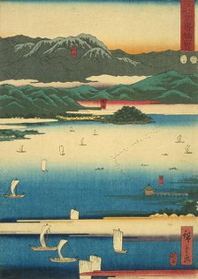 Eight Views of Omi: Miidera, Ishiyama, Seta (image 3 of 3), 1856. Creator: Ando Hiroshige.