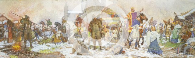 Episode at the coronation of William I, London, Christmas Day,1066, (early 20th century). Artist: Amedee Forestier