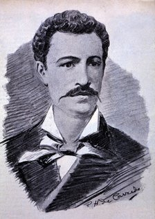 Juan Montalvo (1833-1889), Ecuadorian writer, drawing by R.H. Caviedes, 1896.