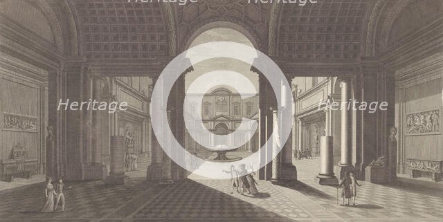 View of the courtyard of the Museo Pio-Clementino, from 'Veduta generale in prosp..., ca. 1790-1827. Creator: Vicenzo Feoli.