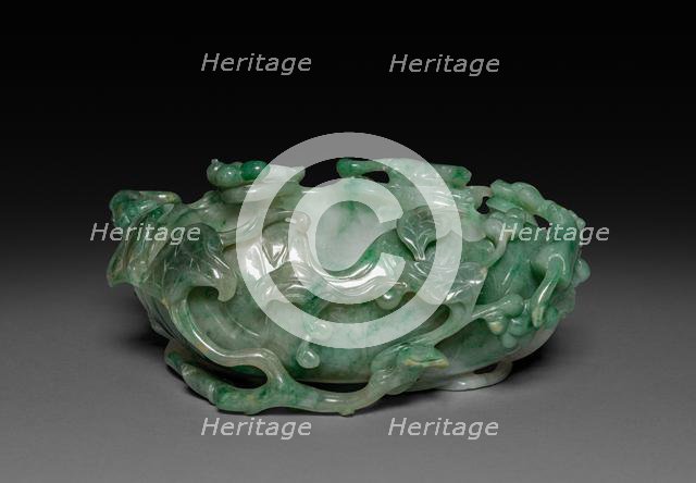 Brushwasher in Shape of Lotus Leaf, 19th Century. Creator: Unknown.