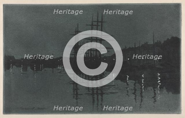 Effect of Moon at Dieppe, c. 1885. Creator: Henri Charles Guérard (French, 1846-1897).