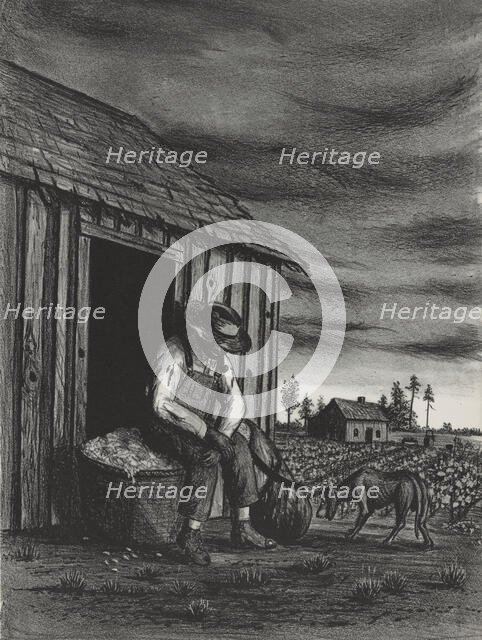 Sharecropper with Dog, ca.1935 - 1943. Creator: John MacWhirter.