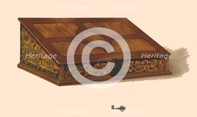 Oak inlaid box, 1904. Artist: Shirley Slocombe.