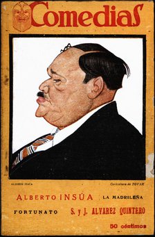 Cover of the publication 'Comedias'. Caricature of Alberto Alvarez Insúa Escobar (1885-1963). Sig…