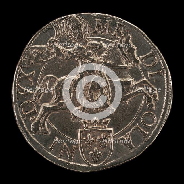 Saint Ambrose on Horseback, Wielding a Scourge [reverse], 16th century. Creator: Unknown.