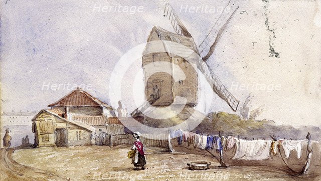 A windmill on Blackheath, Greenwich, London, 1833. Artist: George Shepheard