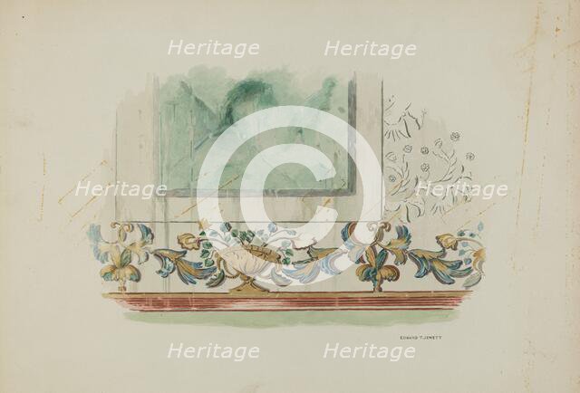 Detail, Painted Decoration on Sanctuary Wall, c. 1939. Creator: Edward Jewett.