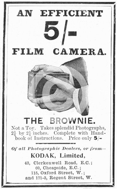 Advertisement for Kodak 'Brownie' box cameras, 1900. Artist: Unknown