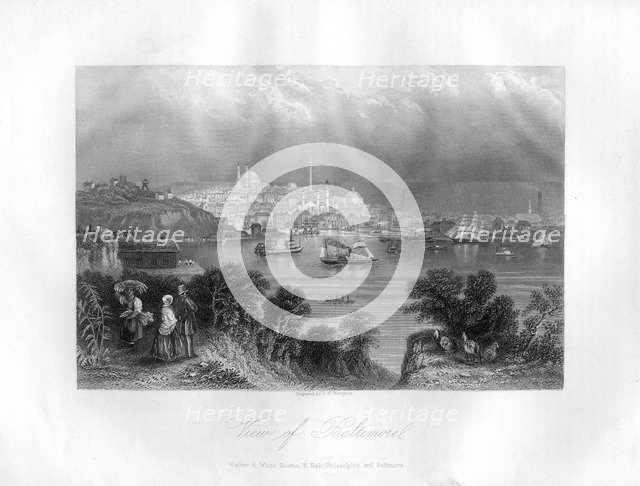View of Baltimore, Maryland, USA, 1855.Artist: DG Thompson