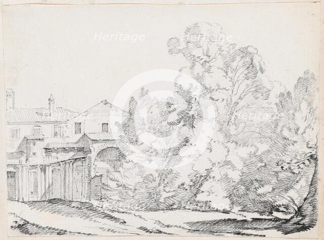 Trees Screening a House Built on Ancient Ruins, 1744/1750. Creator: Joseph-Marie Vien the Elder.