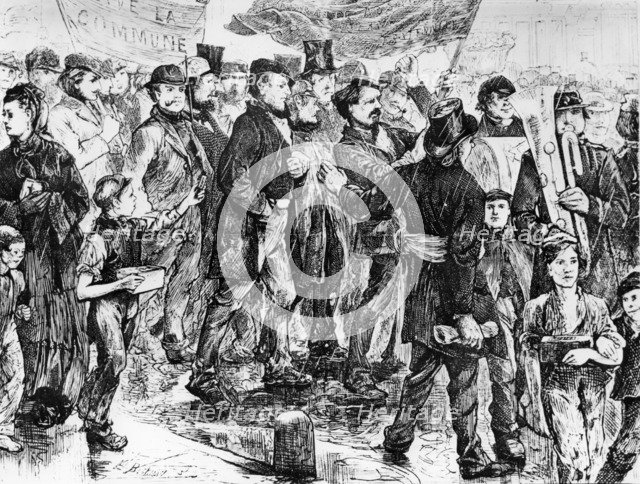 March in favour of the Commune, Paris Commune of 1871. Artist: Unknown