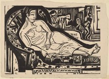 Woman Lying on a Sofa, 1926. Creator: Ernst Kirchner.