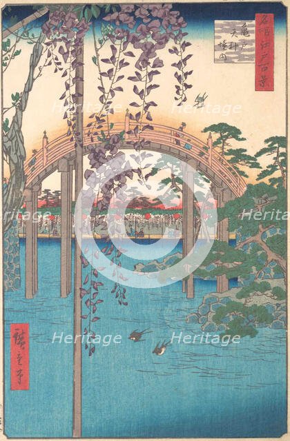 In the Kameido Tenjin Shrine Compound, 1856., 1856. Creator: Ando Hiroshige.