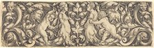 Cross Panel with Vine in Center and Tritons' Couple, 1537. Creator: Heinrich Aldegrever.