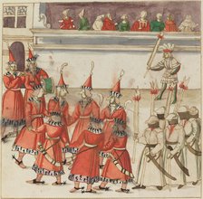 Seven Men in Red Gathered in a Circle, c. 1515. Creator: Unknown.