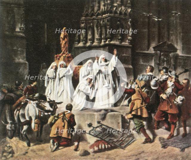 The Abbess of Frauenchiemsee protects her convent, 1632, (1936). Creator: Unknown.