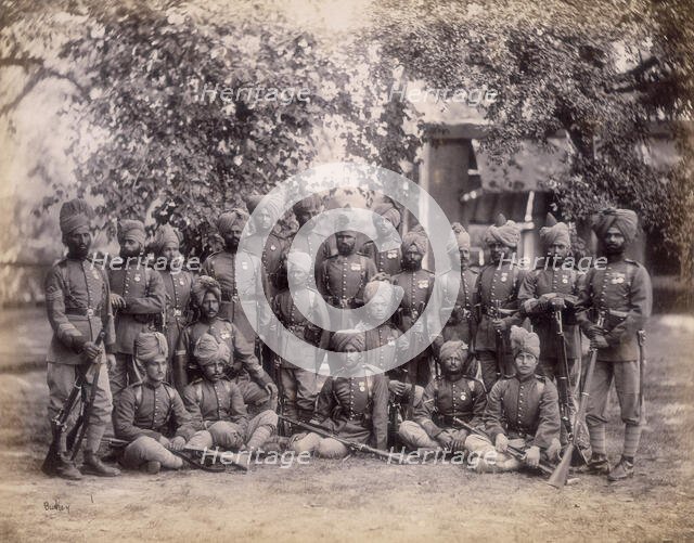 Group of infantry, Queen's Own Corps of Guides, c1880.  Creator: John Burke.