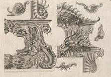 Suggestion for the Decoration of the Lower and Top Right of a Frame, Plate ..., Printed ca. 1750-56. Creator: Jeremias Wachsmuth.